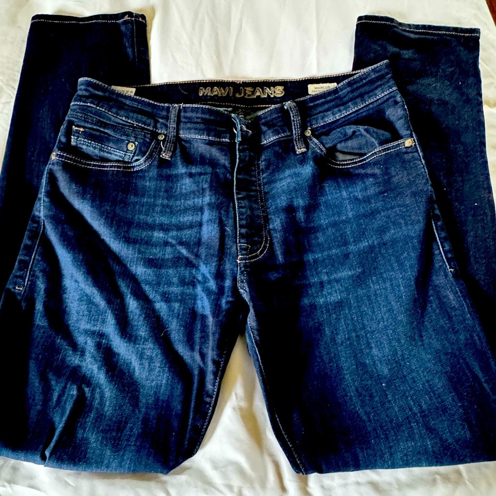 MAVI Marcus Slim Straight Jeans Regular Rise | Rinse Brushed Williamsburg 34/32